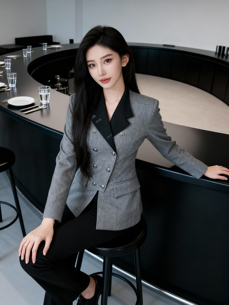 Slim temperament business suit mixed colors tops for women