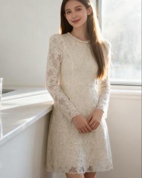 Round neck rhinestone A-line dress