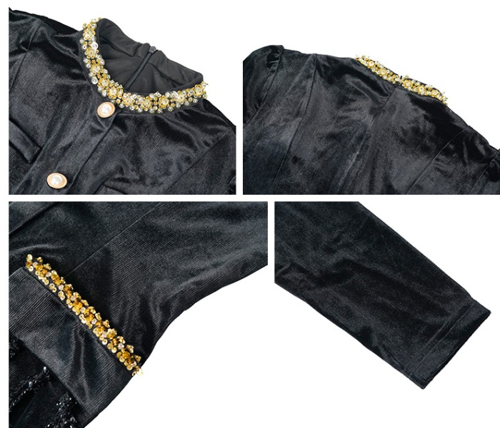 Slim round neck T-back velvet formal dress for women