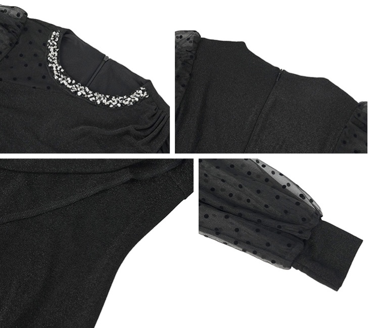 Polka dot gauze evening dress mermaid long dress for women