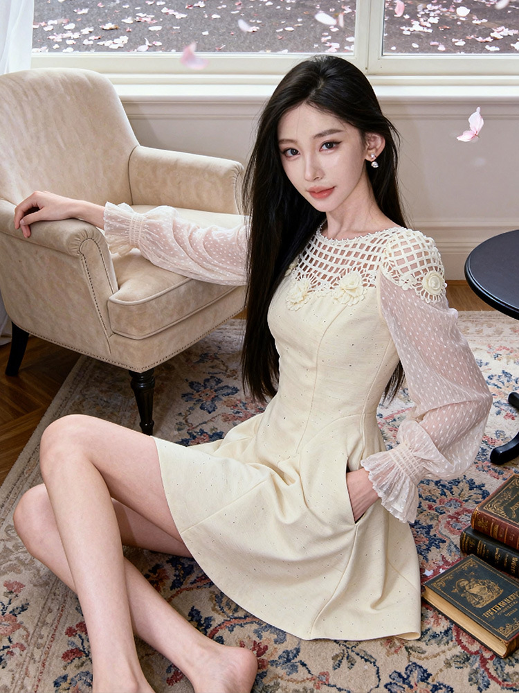 Lace splice formal dress banquet dress for women