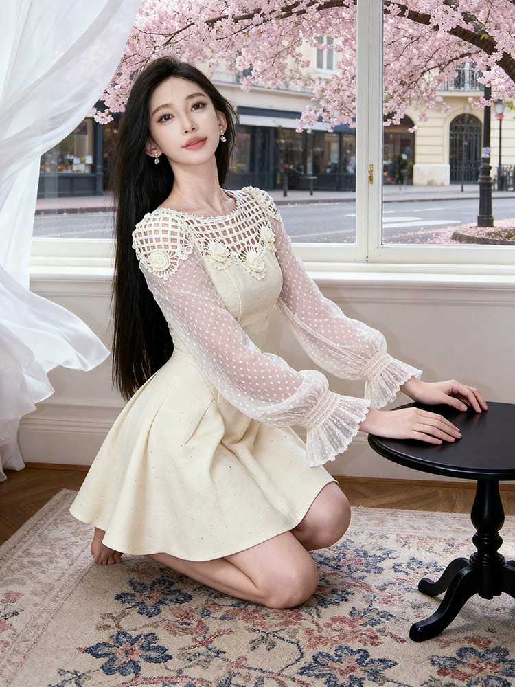 Lace splice formal dress banquet dress for women