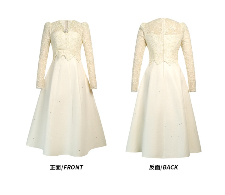 Lace pinched waist dress long formal dress for women