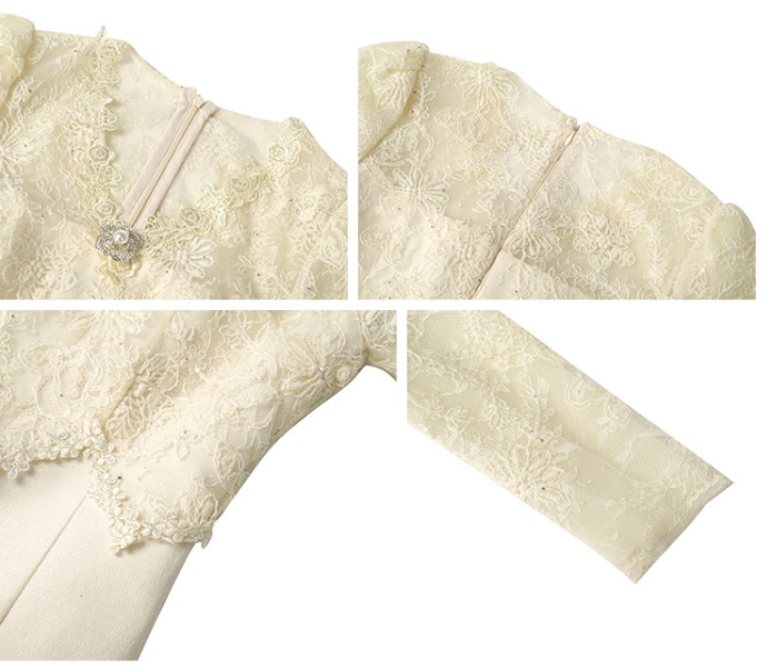 Lace pinched waist dress long formal dress for women