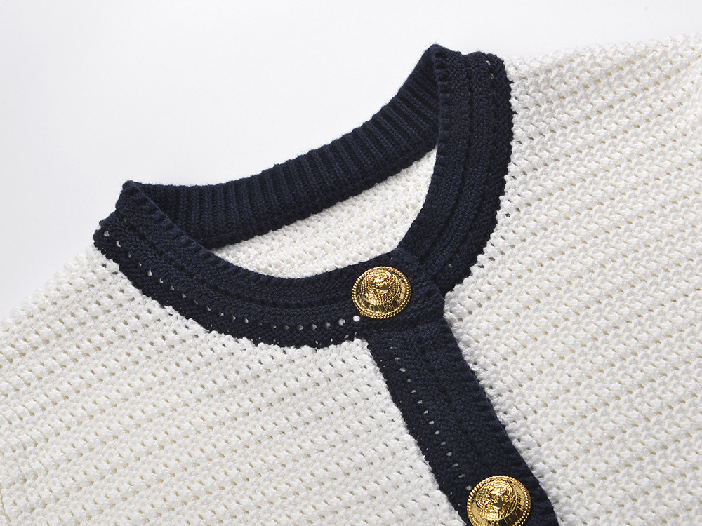 Mixed colors knitted cardigan autumn and winter coat