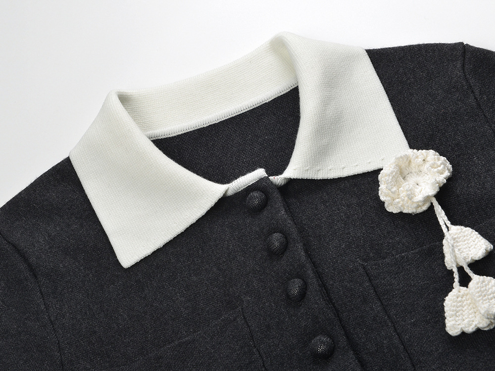 Long sleeve crochet show young slim dress