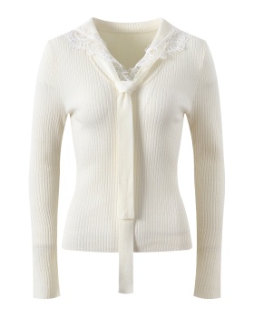 Navy collar chest frenum tops fashion sweater