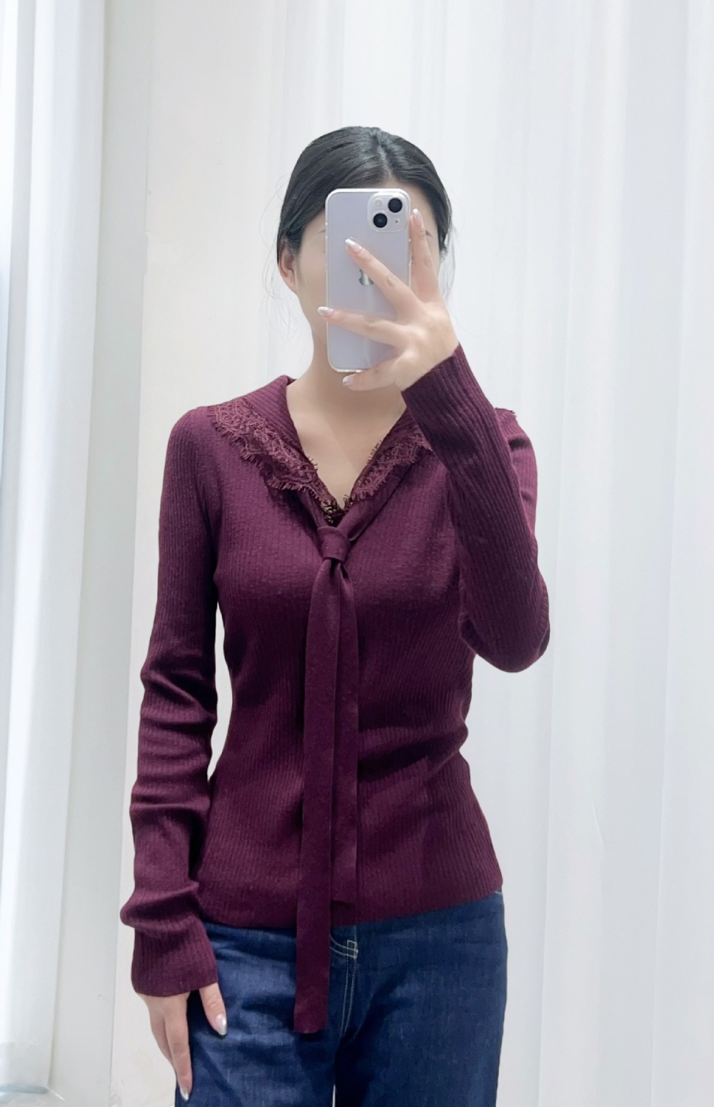 Navy collar chest frenum tops fashion sweater