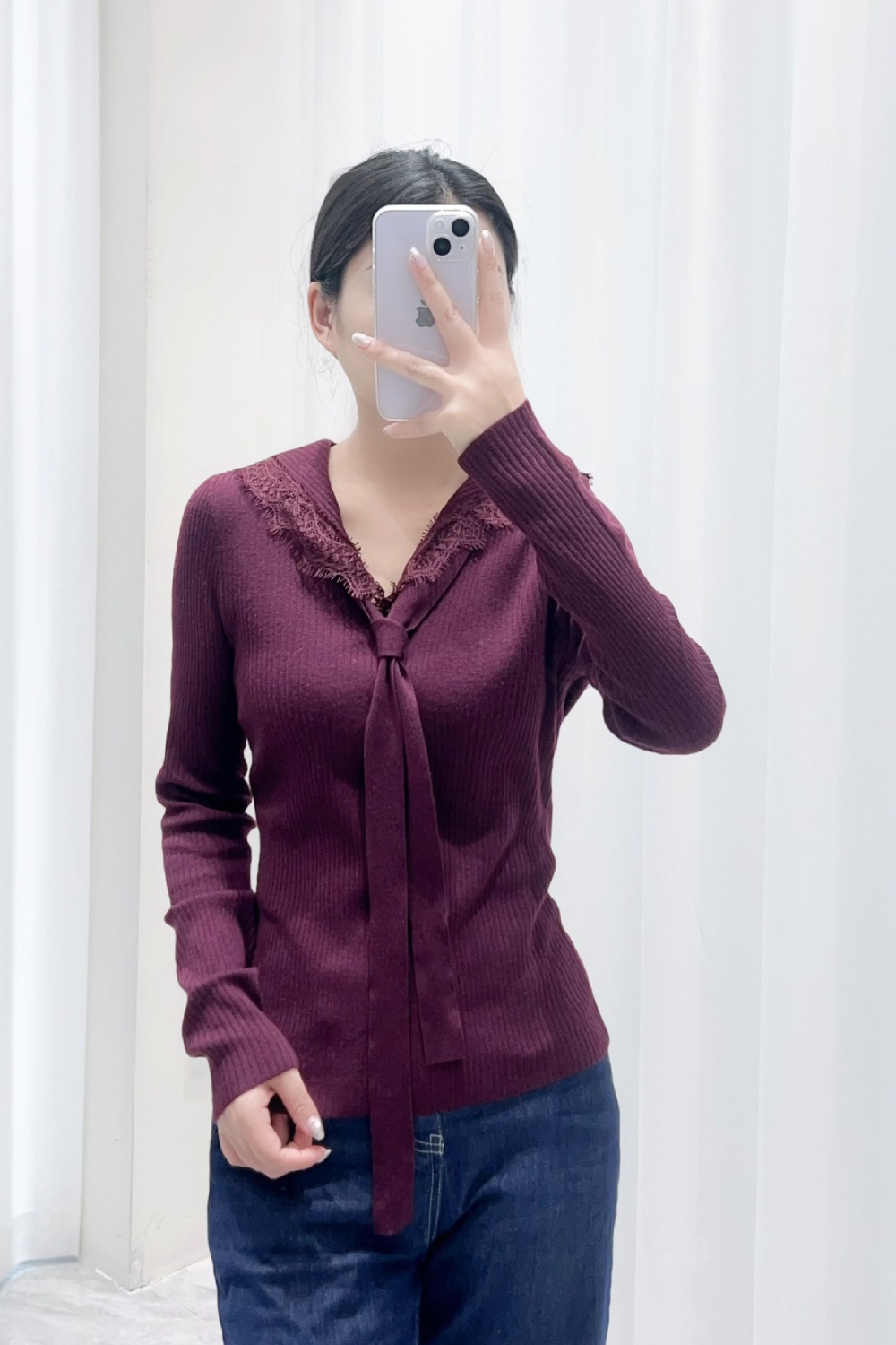 Navy collar chest frenum tops fashion sweater