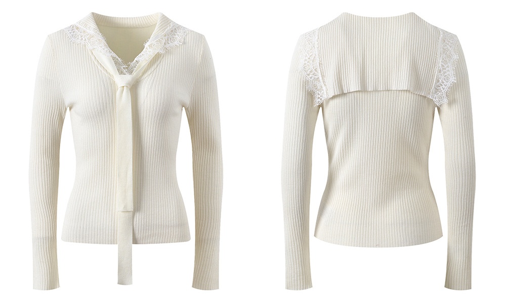 Navy collar chest frenum tops fashion sweater