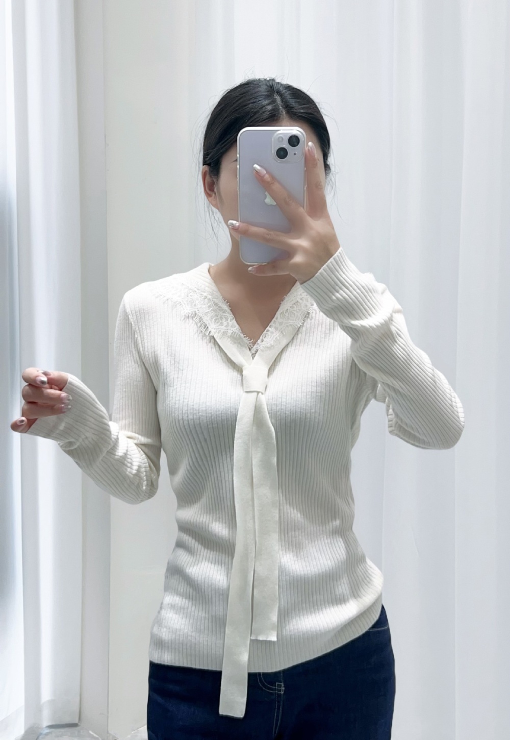 Navy collar chest frenum tops fashion sweater