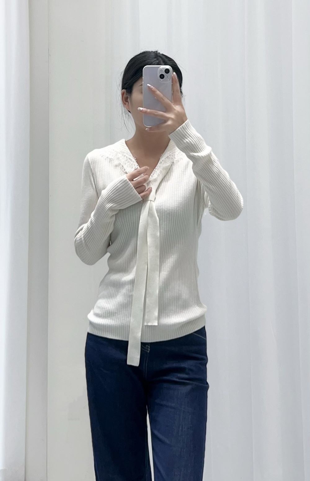 Navy collar chest frenum tops fashion sweater