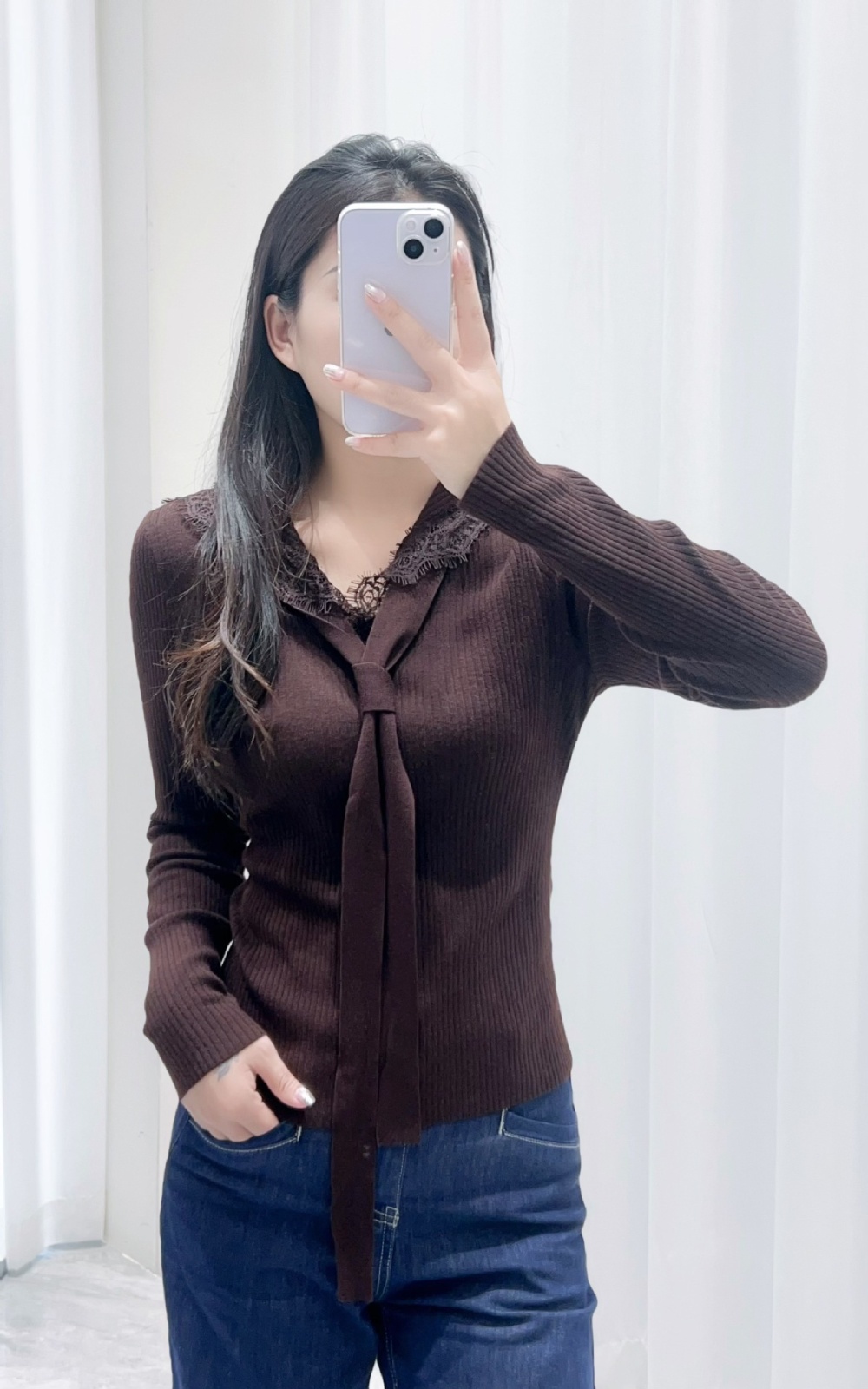 Navy collar chest frenum tops fashion sweater