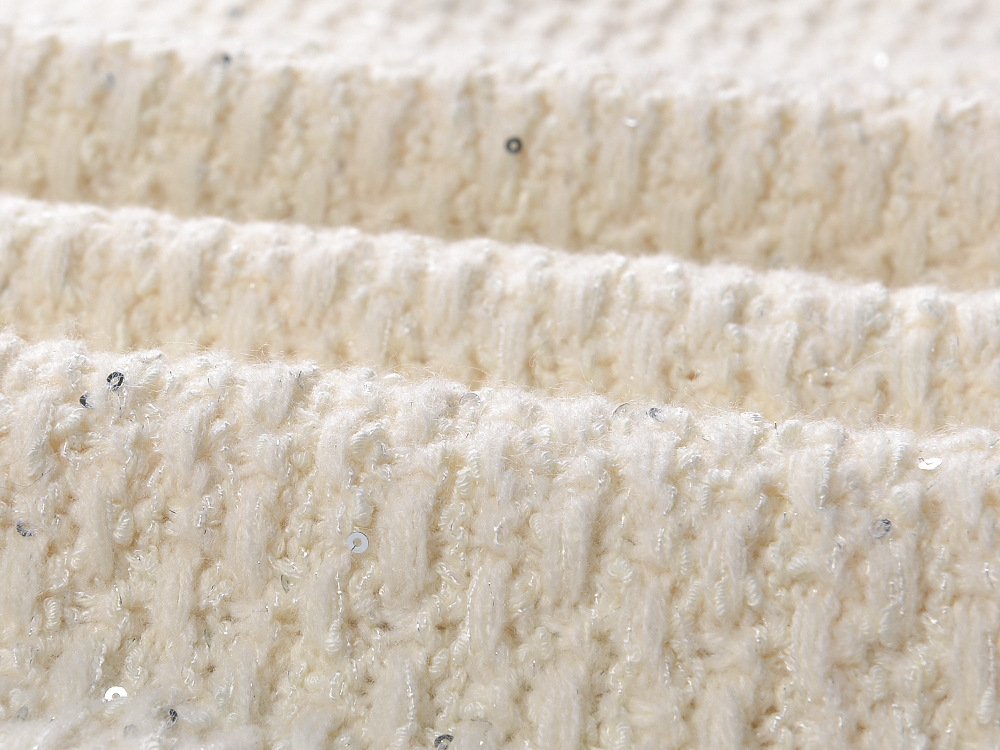 Short sequins cardigan metal buckles round neck coat