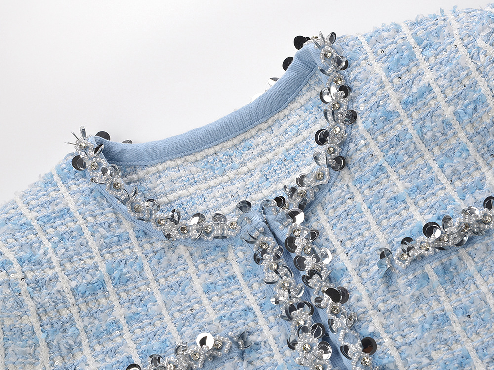 Round neck temperament coat sequins cardigan