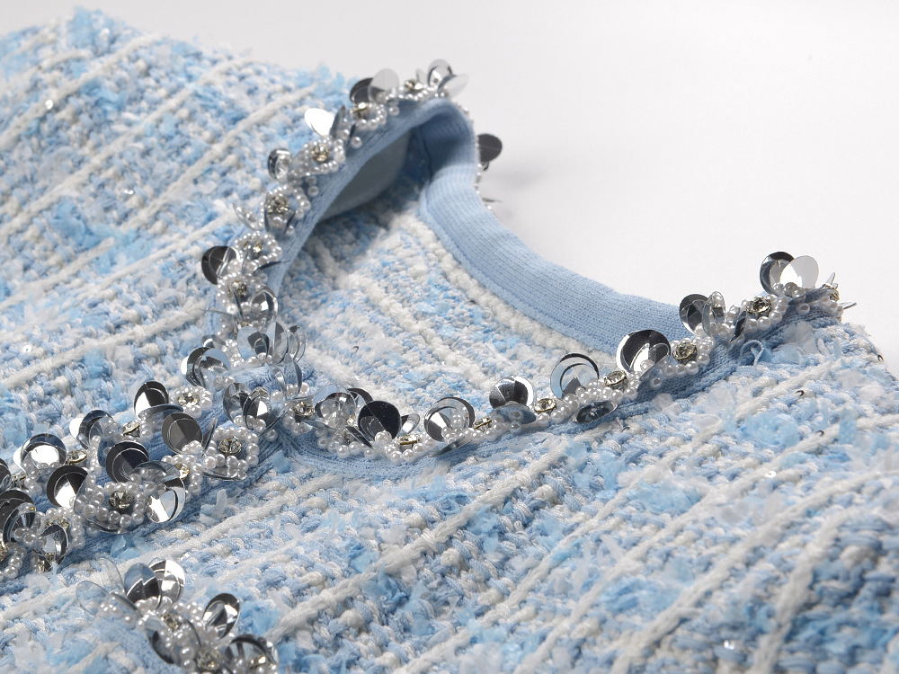 Round neck temperament coat sequins cardigan