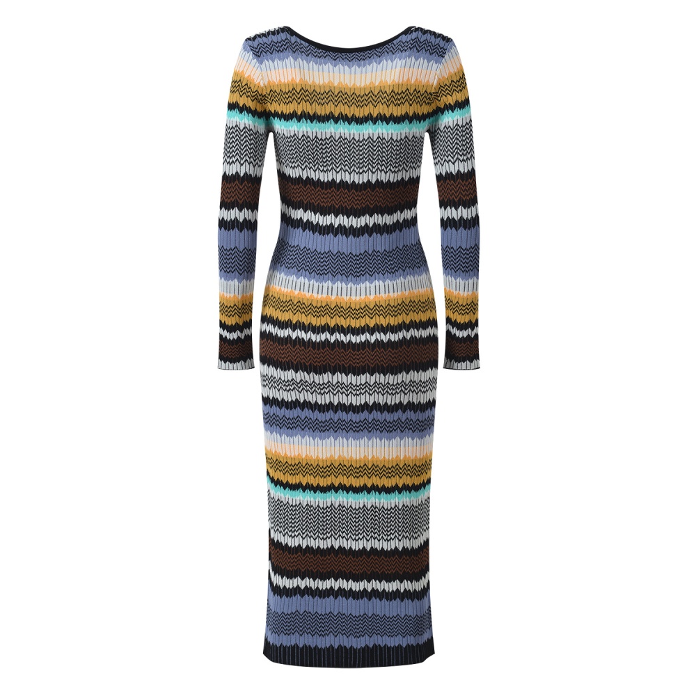 Wave patterns fashion mixed colors autumn and winter dress