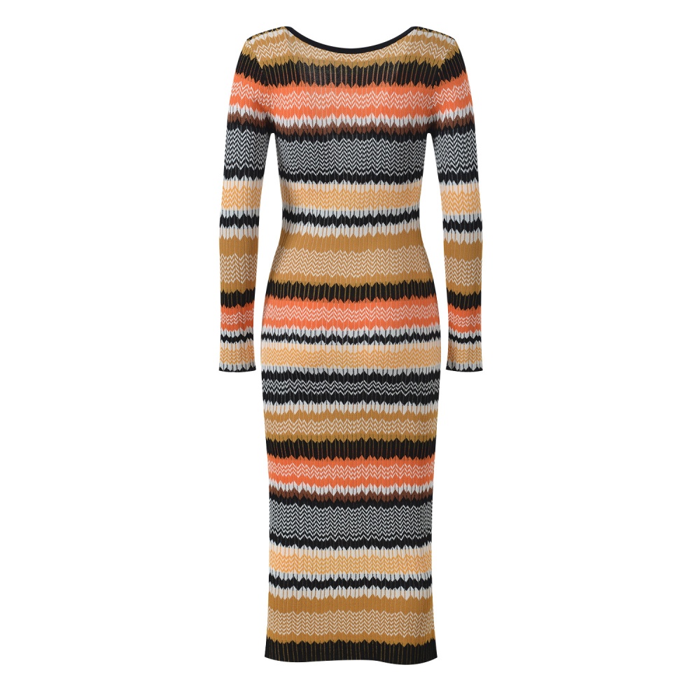 Wave patterns fashion mixed colors autumn and winter dress