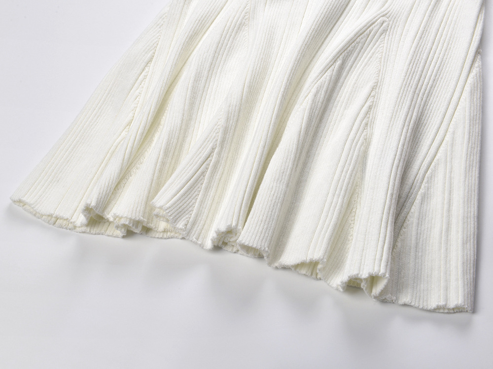 Single-breasted mixed colors knitted chanelstyle dress