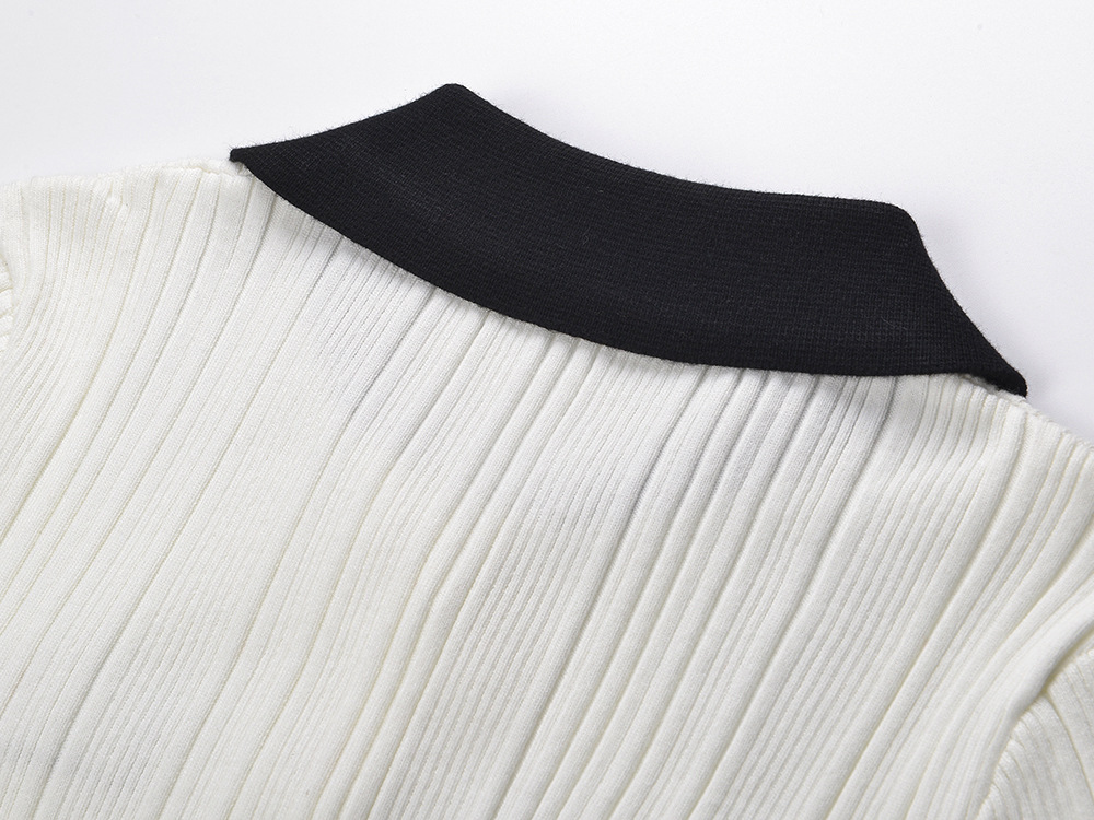 Single-breasted mixed colors knitted chanelstyle dress