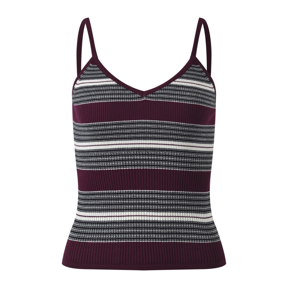 Stripe round neck autumn mixed colors knitted cardigan a set