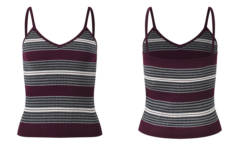 Stripe round neck autumn mixed colors knitted cardigan a set