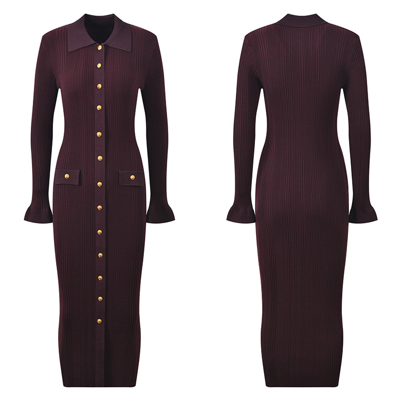 Single-breasted fashion elasticity autumn and winter dress