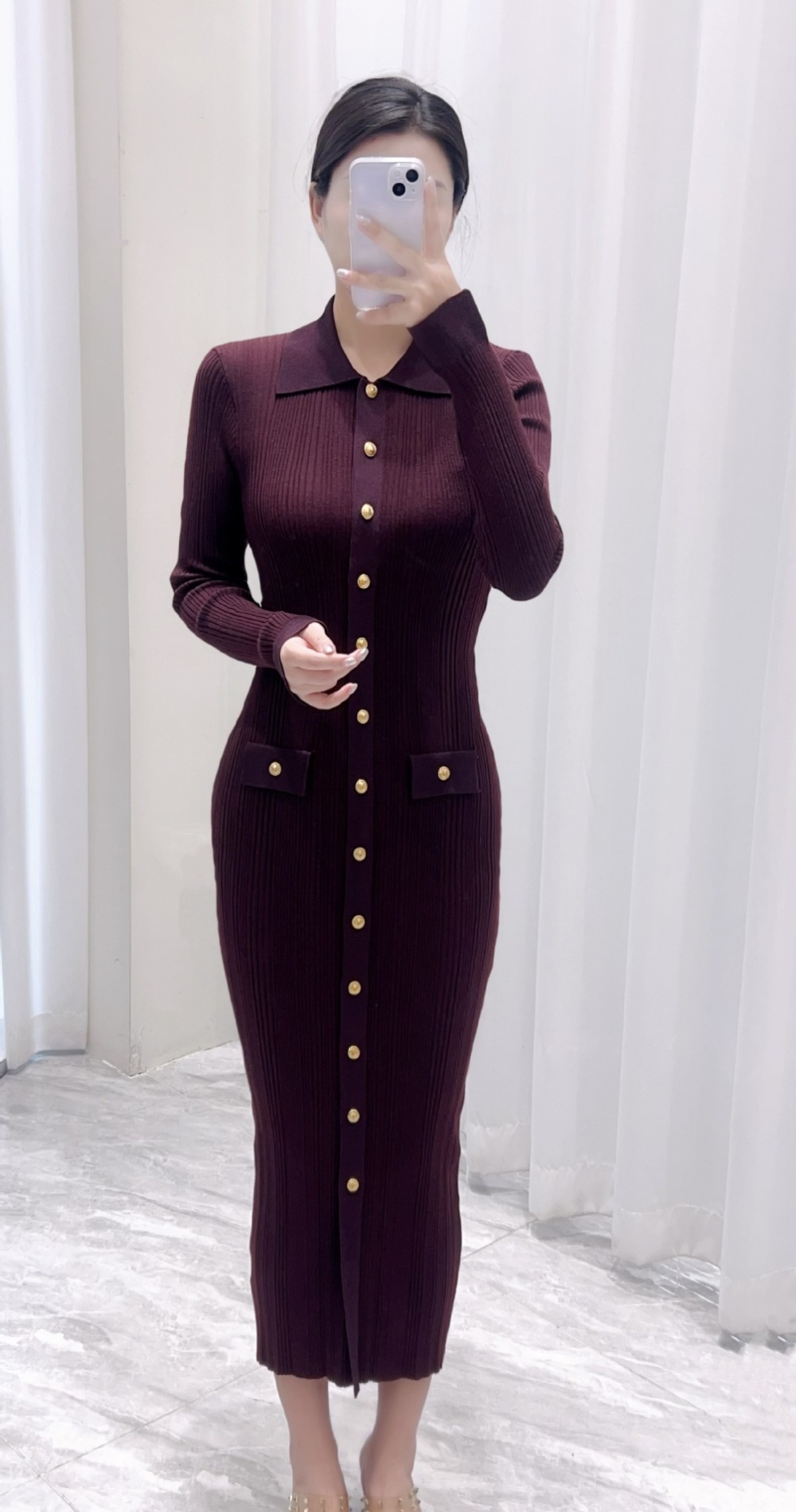 Single-breasted fashion elasticity autumn and winter dress