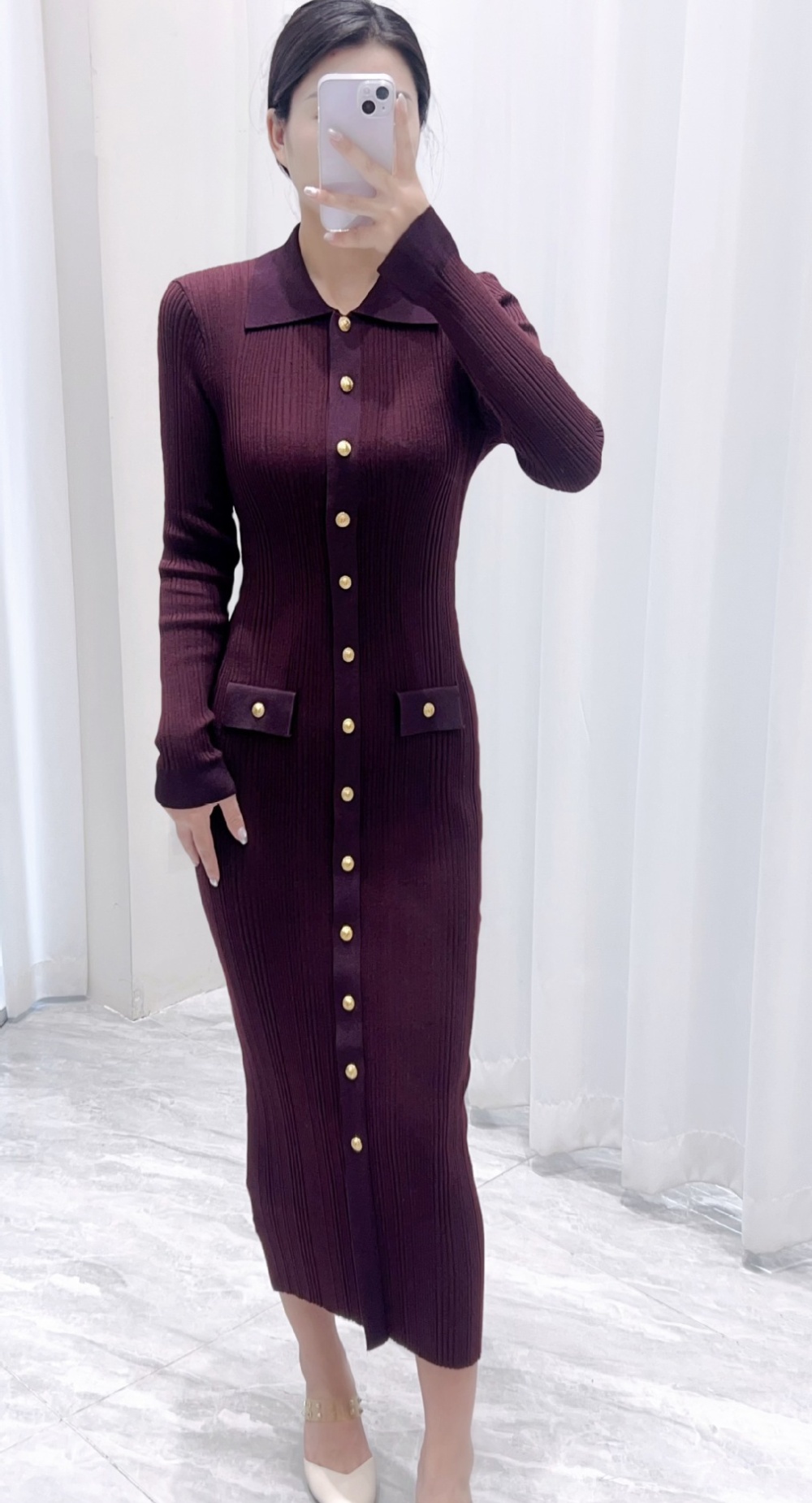 Single-breasted fashion elasticity autumn and winter dress