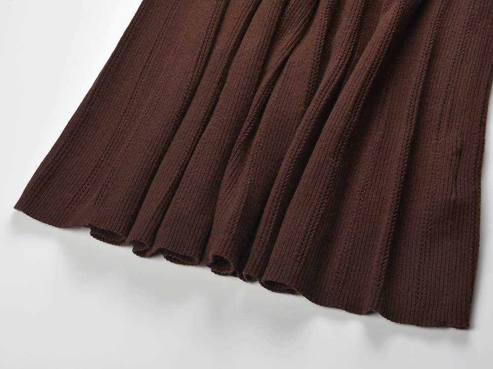 Round neck knitted dress autumn and winter fashion belt