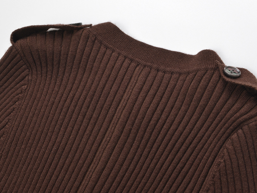 Round neck knitted dress autumn and winter fashion belt