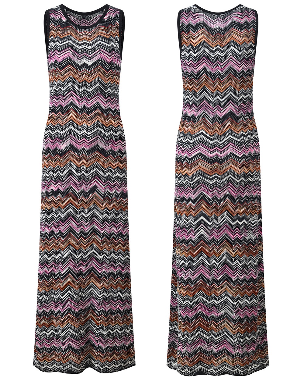 Elegant sleeveless wave patterns fashion dress