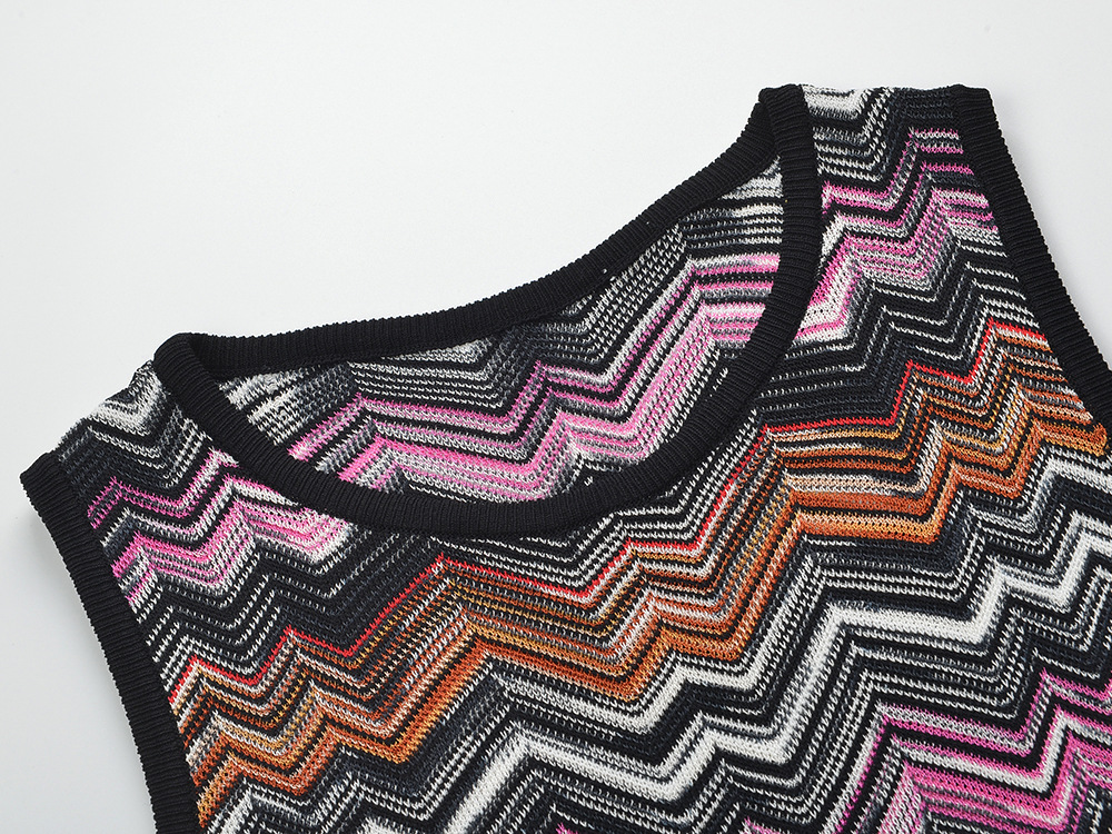 Elegant sleeveless wave patterns fashion dress