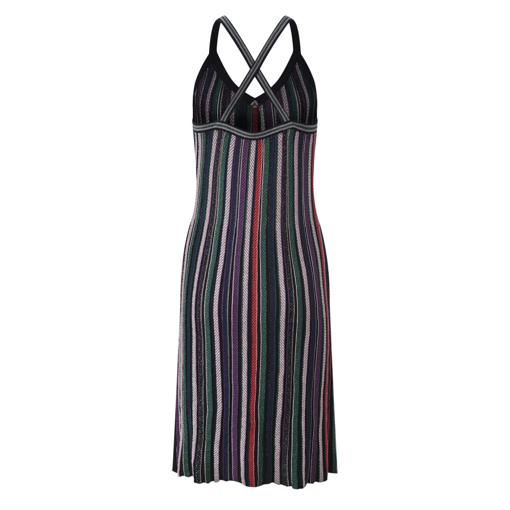 Temperament V-neck mixed colors sling dress