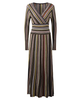 Slim autumn and winter long sleeve knitted mixed colors dress