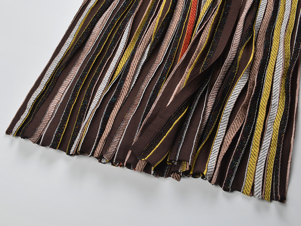 Slim autumn and winter long sleeve knitted mixed colors dress