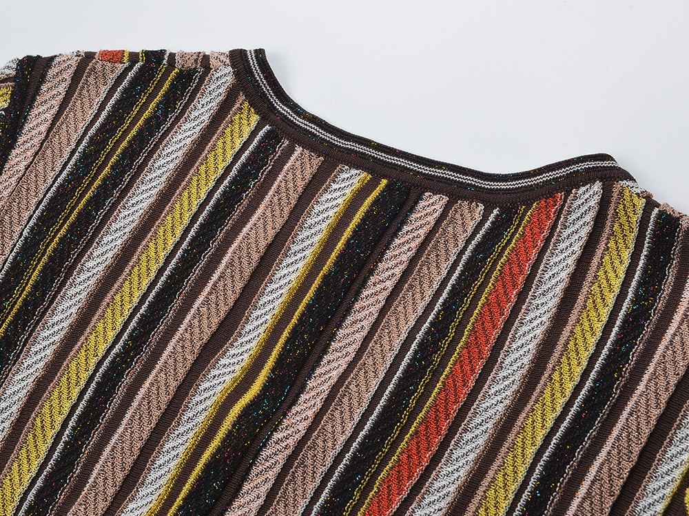 Slim autumn and winter long sleeve knitted mixed colors dress