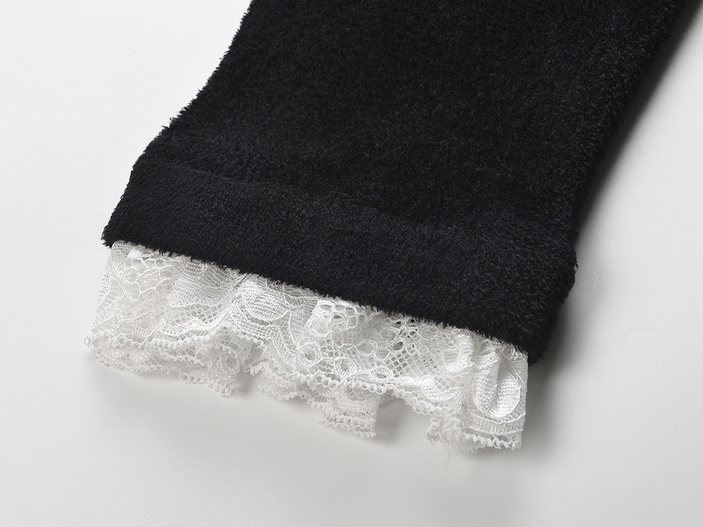 Black diamond belt temperament lace dress