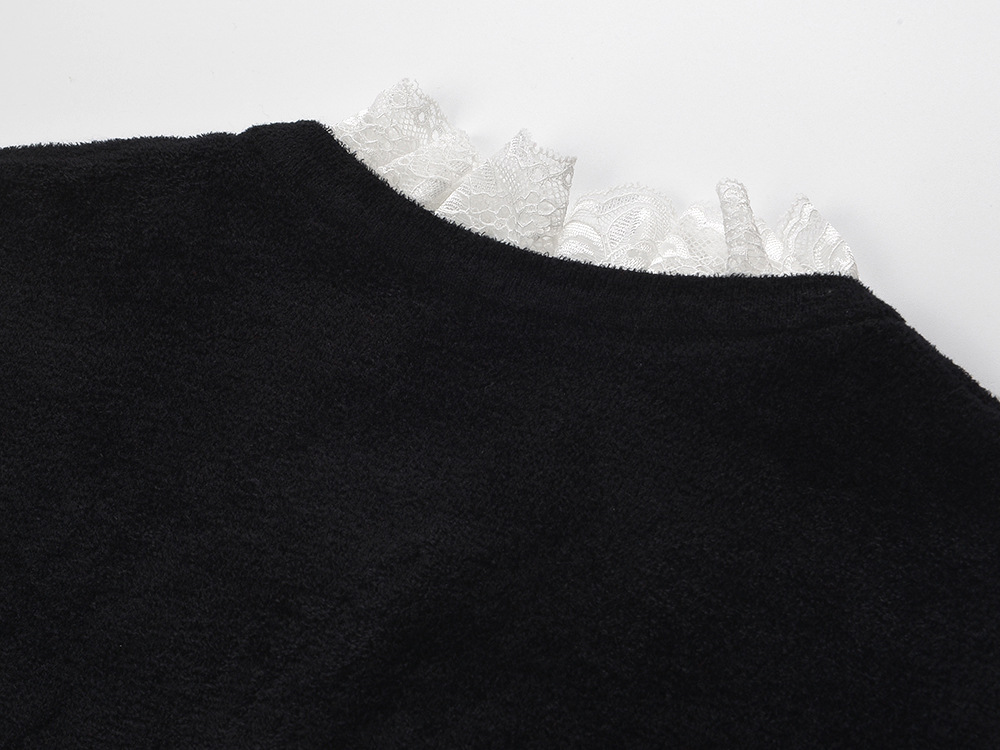 Black diamond belt temperament lace dress