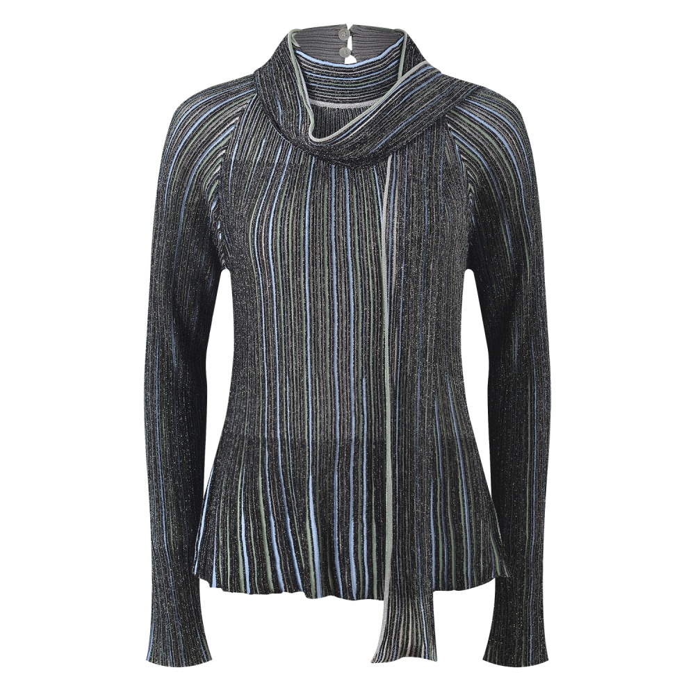 Mixed colors sweater vertical bars wide leg pants a set