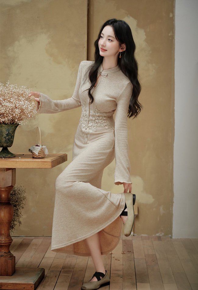 Chinese style cstand collar fashion temperament long dress