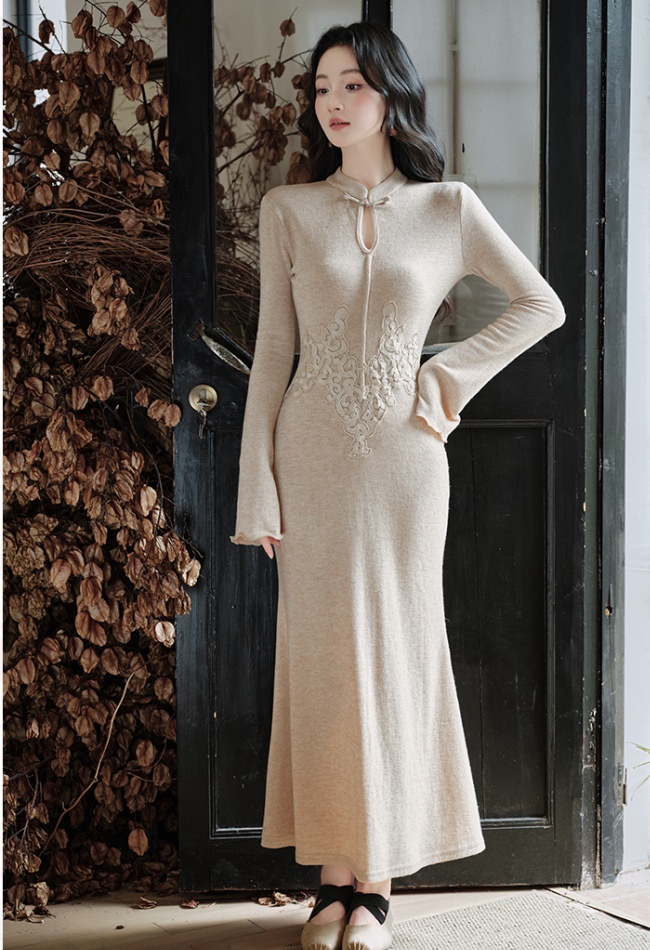 Chinese style cstand collar fashion temperament long dress