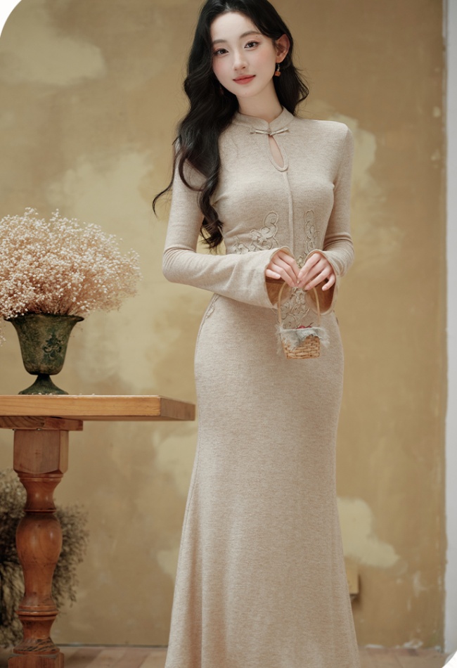 Chinese style cstand collar fashion temperament long dress