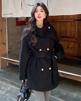 Korean style cuff overcoat cashmere winter cloak for women