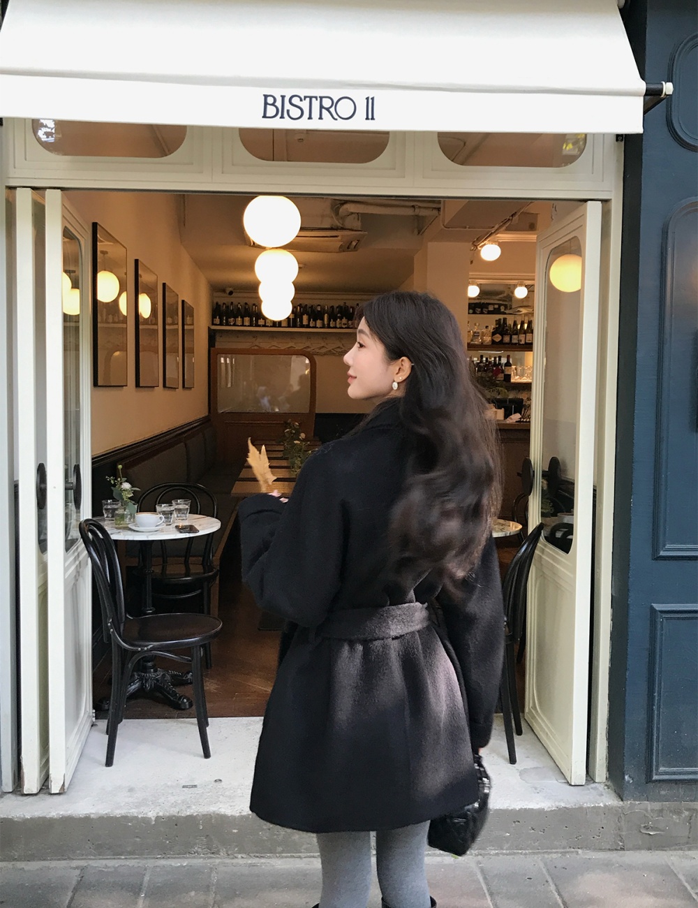 Korean style cuff overcoat cashmere winter cloak for women