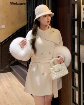 Cashmere cuff cloak winter scarf woolen coat for women