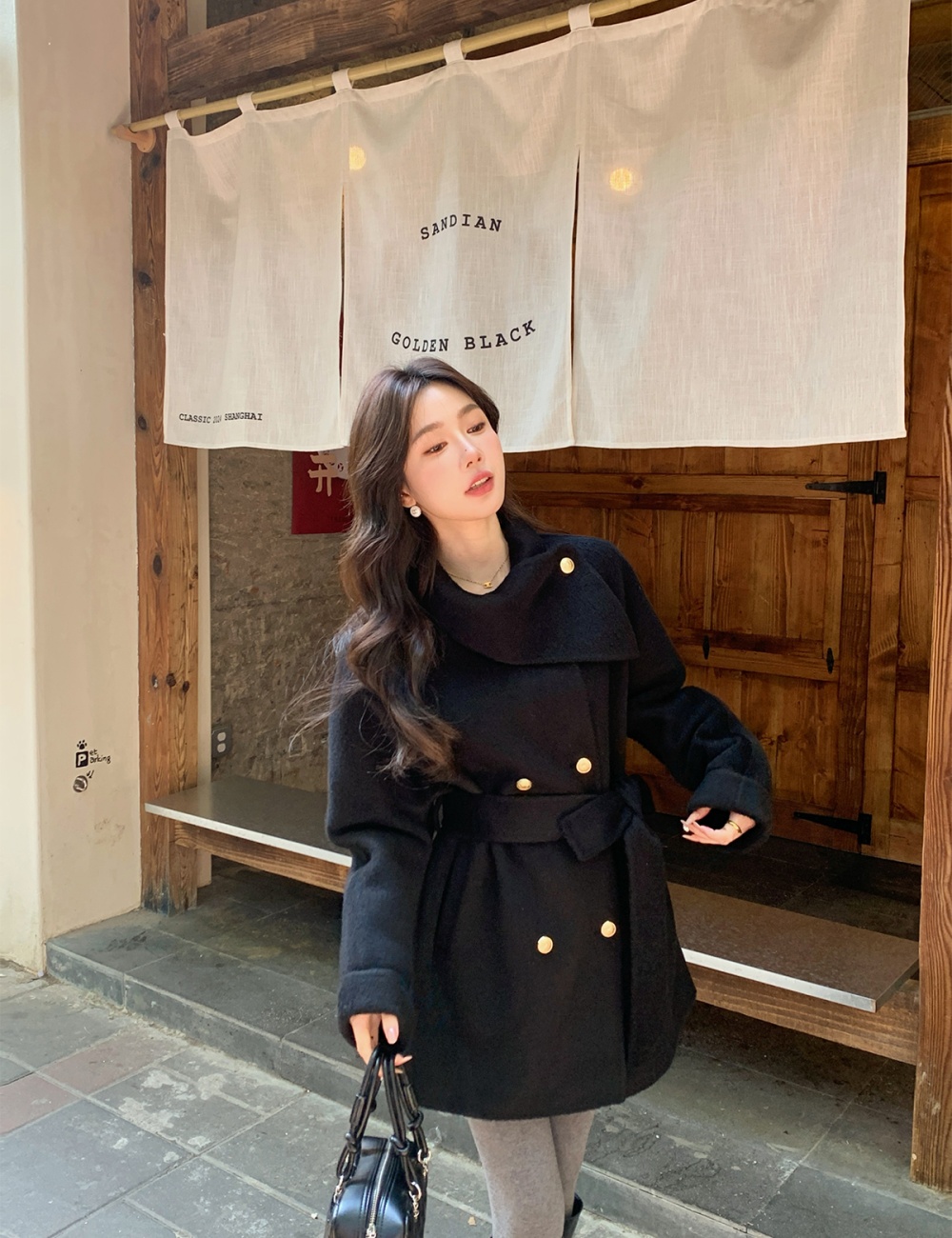 Cashmere cuff cloak winter scarf woolen coat for women