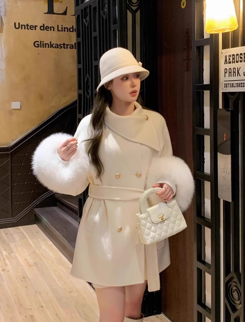 Cashmere cuff cloak winter scarf woolen coat for women