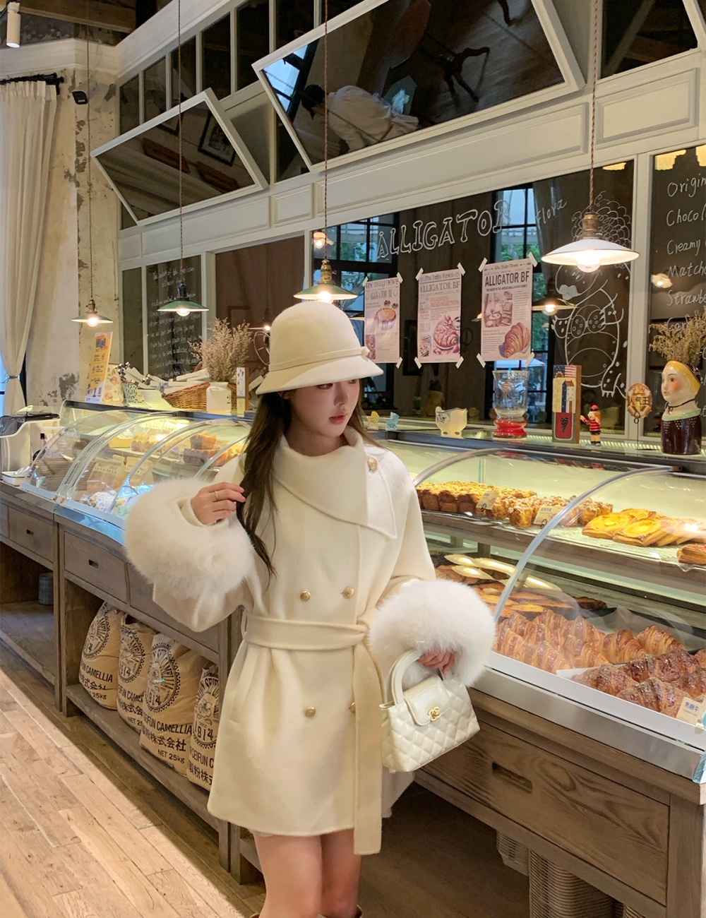 Cashmere cuff cloak winter scarf woolen coat for women