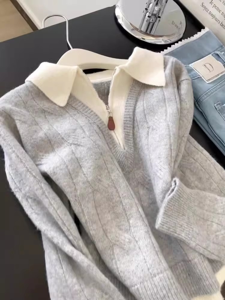 Half zip sweater wears outside tops for women